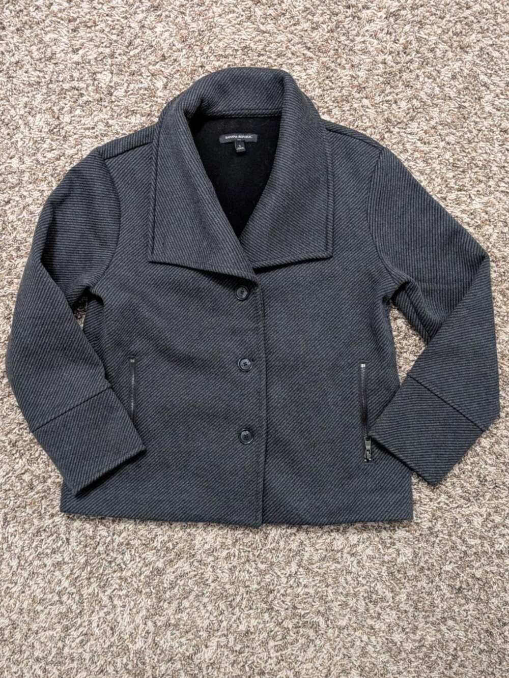 Banana Republic Brushed Twill Knit Moto Jacket in Dark Charcoal